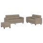 Juego de sofás con cojines 3 piezas tela microfibra gris taupe de , Sofás - Ref: Foro24-3202320, Precio: 569,46 €, Descuento: %