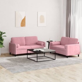 Juego de sofás con cojines 2 piezas terciopelo rosa de , Sofás - Ref: Foro24-3201997, Precio: 520,95 €
