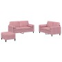 Juego de sofás con cojines 3 piezas terciopelo rosa de , Sofás - Ref: Foro24-3202007, Precio: 570,70 €