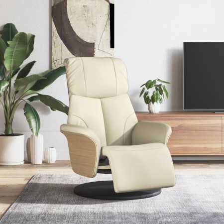 Sillón reclinable con reposapiés cuero sintético color crema | Foro24.es | Tu tienda online para hogar, jardín y más Foro24.es