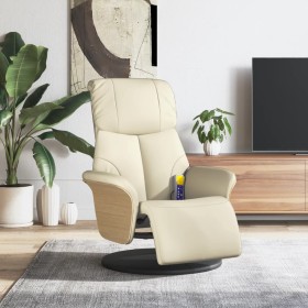 Sillón reclinable masaje con reposapiés cuero sintético crema de , Sillones - Ref: Foro24-356633, Precio: 235,30 €