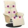 Sillón reclinable masaje con reposapiés cuero sintético crema de , Sillones - Ref: Foro24-356633, Precio: 235,30 €