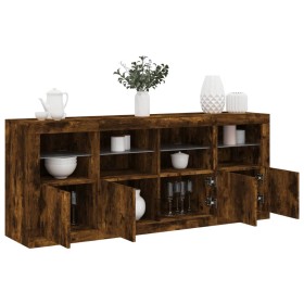 Aparador con luces LED roble ahumado 163x37x67 cm de , Aparadores - Ref: Foro24-3209076, Precio: 176,20 €, Descuento: %