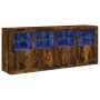 Aparador con luces LED roble ahumado 163x37x67 cm de , Aparadores - Ref: Foro24-3209076, Precio: 176,20 €, Descuento: %