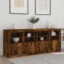 Aparador con luces LED roble ahumado 163x37x67 cm de , Aparadores - Ref: Foro24-3209076, Precio: 176,20 €, Descuento: %
