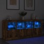 Aparador con luces LED roble ahumado 163x37x67 cm de , Aparadores - Ref: Foro24-3209076, Precio: 176,20 €, Descuento: %