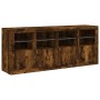 Aparador con luces LED roble ahumado 163x37x67 cm de , Aparadores - Ref: Foro24-3209076, Precio: 176,20 €, Descuento: %