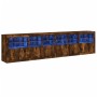 Aparador con luces LED roble ahumado 283x37x67 cm de , Aparadores - Ref: Foro24-3209020, Precio: 308,61 €, Descuento: %