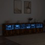 Aparador con luces LED roble ahumado 283x37x67 cm de , Aparadores - Ref: Foro24-3209020, Precio: 308,61 €, Descuento: %