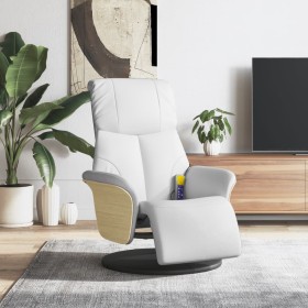 Sillón reclinable masaje con reposapiés cuero sintético blanco de , Sillones - Ref: Foro24-356638, Precio: 235,30 €