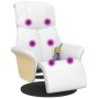 Sillón reclinable masaje con reposapiés cuero sintético blanco de , Sillones - Ref: Foro24-356638, Precio: 235,30 €