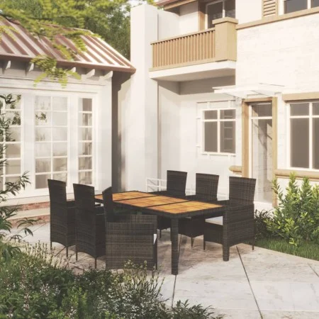 Juego de comedor de jardín 7 piezas ratán sintético negro by vidaXL, Garden sets - Ref: Foro24-3094837, Price: 519,79 €, Disc...