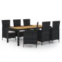 Juego de comedor de jardín 7 piezas ratán sintético negro von vidaXL, Gartensets - Ref: Foro24-3094837, Preis: 556,70 €, Raba...