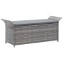 Banco con almacenaje con cojín ratán sintético gris 138 cm de , Bancos de jardín - Ref: Foro24-45809, Precio: 162,67 €