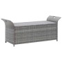 Banco con almacenaje con cojín ratán sintético gris 138 cm de , Bancos de jardín - Ref: Foro24-45809, Precio: 162,67 €