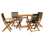 Set de comedor jardín 5 pzas polipropileno madera maciza negro