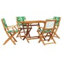 Set de comedor jardín 5 pzas tela madera maciza estampado hojas de , Conjuntos de jardín - Ref: Foro24-3281704, Precio: 326,06 €