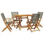Set de comedor de jardín 5 piezas ratán PE madera maciza gris de , Conjuntos de jardín - Ref: Foro24-3281695, Precio: 349,28 ...