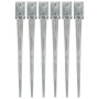 Picas de tierra 6 uds acero galvanizado plateado 9x9x90 cm