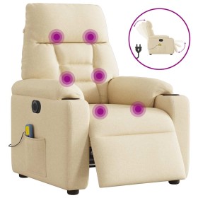 Sillón reclinable de masaje eléctrico tela color crema