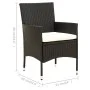 5-piece garden dining set with black PE rattan cushions by vidaXL, Garden sets - Ref: Foro24-3094843, Price: 353,85 €, Discou...