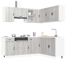 Mueble cocina Porto sonoma gris 11 pzas madera contrachapada de , Armarios de cocina - Ref: Foro24-3314967, Precio: 753,78 €