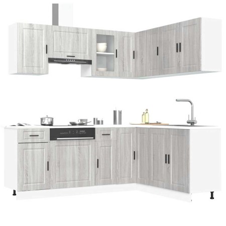 Mueble cocina Porto sonoma gris 11 pzas madera contrachapada de , Armarios de cocina - Ref: Foro24-3314967, Precio: 753,78 €