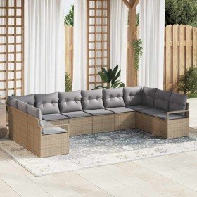 Conjunto de sofá de jardín 10 pcs Beige Poliratán
