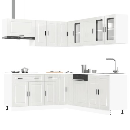 Mueble cocina Porto blanco brillo 11 pzas madera contrachapada | Foro24.es | Tu tienda online para hogar, jardín y más Foro24.es