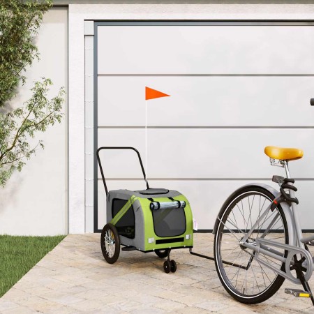 Remolque de bicicleta mascotas hierro tela Oxford verde gris | Foro24.es | Tu tienda online para hogar, jardín y más Foro24.es