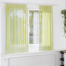 Cortinas de gasa con bolsillos para varillas 2 uds. verde
