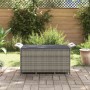 Banco de jardín con cojín ratán sintético gris 116x46x57 cm