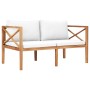 Banco de jardín y cojines color crema madera maciza teca | Foro24.es | Tu tienda online para hogar, jardín y más Foro24.es