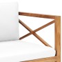 Banco de jardín y cojines color crema madera maciza teca | Foro24.es | Tu tienda online para hogar, jardín y más Foro24.es