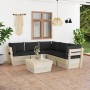 Muebles de jardín de palets 6 piezas y cojines madera de abeto de , Conjuntos de jardín - Ref: Foro24-3063535, Precio: 516,08...