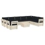 Muebles de jardín de palés 10 piezas y cojines madera de abeto de , Conjuntos de jardín - Ref: Foro24-3063631, Precio: 865,43...