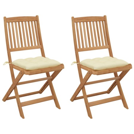 Sillas de jardín plegables 2 uds y cojines madera maciza acacia de , Sillas de jardín - Ref: Foro24-3064661, Precio: 134,73 €