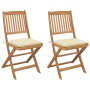 Sillas de jardín plegables 2 uds y cojines madera maciza acacia de , Sillas de jardín - Ref: Foro24-3064661, Precio: 134,73 €