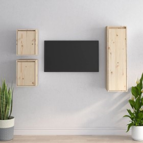 Muebles para TV 3 piezas madera maciza de pino de , Muebles TV - Ref: Foro24-3100164, Precio: 120,38 €