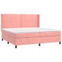 Cama box spring colchón y LED terciopelo rosa 200x200 cm