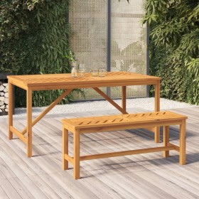 Banco de jardín madera maciza de acacia 110 cm