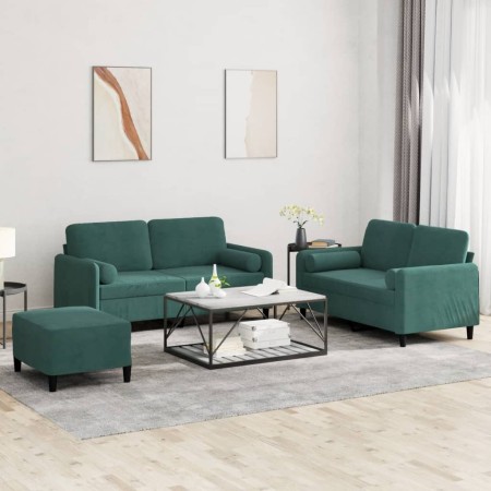 Juego de sofás con cojines 3 piezas terciopelo verde oscuro | Foro24.es | Tu tienda online para hogar, jardín y más Foro24.es