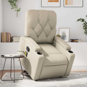 Sillón reclinable de masaje de pie cuero artificial color crema de , Sillones - Ref: Foro24-3204780, Precio: 283,85 €