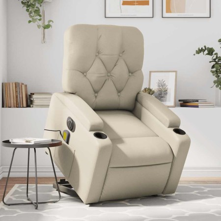 Sillón de masaje elevable eléctrico cuero sintético crema de , Sillones - Ref: Foro24-3204794, Precio: 327,16 €