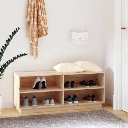 Solid pine wood shoe cabinet 110x34x45 cm by vidaXL, Shoe racks and shoe organizers - Ref: Foro24-813540, Price: 70,68 €, Dis...