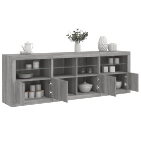 Aparador con luces LED gris Sonoma 202x37x67 cm de , Aparadores - Ref: Foro24-3209014, Precio: 271,29 €, Descuento: %
