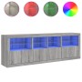 Aparador con luces LED gris Sonoma 202x37x67 cm de , Aparadores - Ref: Foro24-3209014, Precio: 271,29 €, Descuento: %