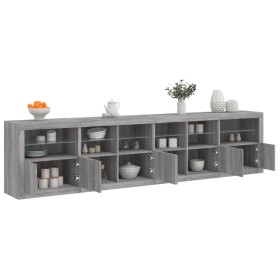 Aparador con luces LED gris Sonoma 283x37x67 cm de , Aparadores - Ref: Foro24-3209021, Precio: 352,15 €, Descuento: %
