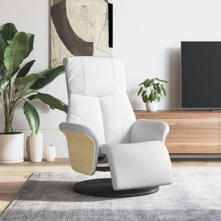 Sillón reclinable con reposapiés cuero sintético blanco de , Sillones - Ref: Foro24-356630, Precio: 218,02 €