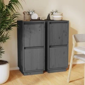 Sideboard 2 pcs solid gray pine wood 31.5x34x75 cm by vidaXL, Sideboards - Ref: Foro24-813385, Price: 78,80 €, Discount: %